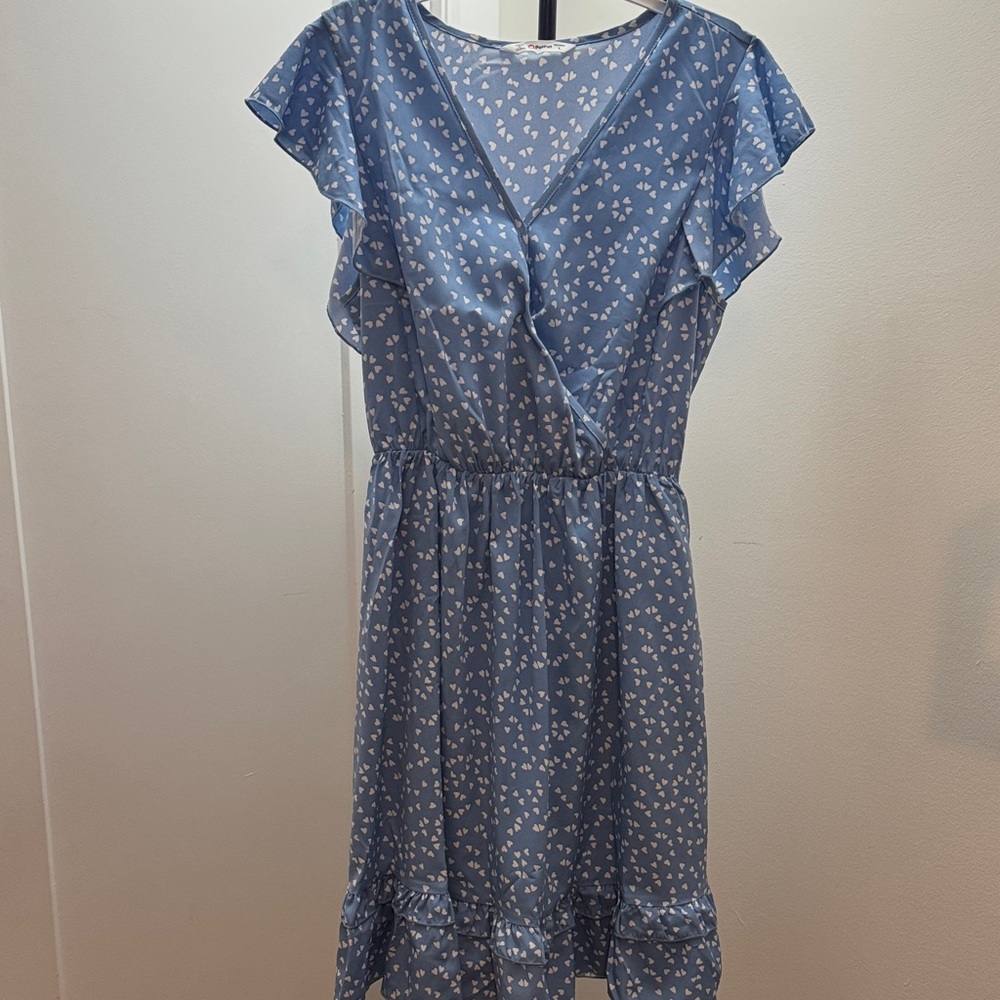 Blue Ruffle Floral Dress